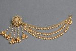 Bindhani Fashion Bollywood Jewellery Traditional Ethnic Bridal Bride Wedding Bridesmaid Gold Plated Kundan Pearl Drop Jhumka Jhumki Head chain Indian Bahubali Earrings Jewelry For Women - Image 5